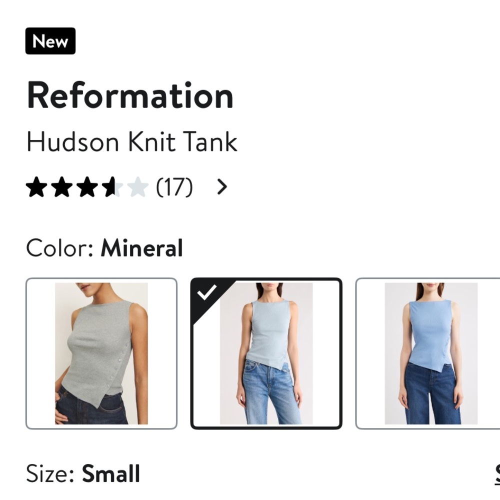 Reformation Light Blue Ribbed Button-Side Tank - Picture 6 of 6